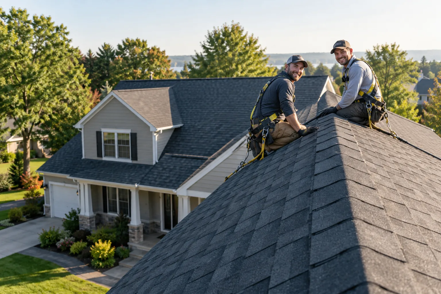 A well-kept home with a fresh shingle roof under a clear sky in Aurora